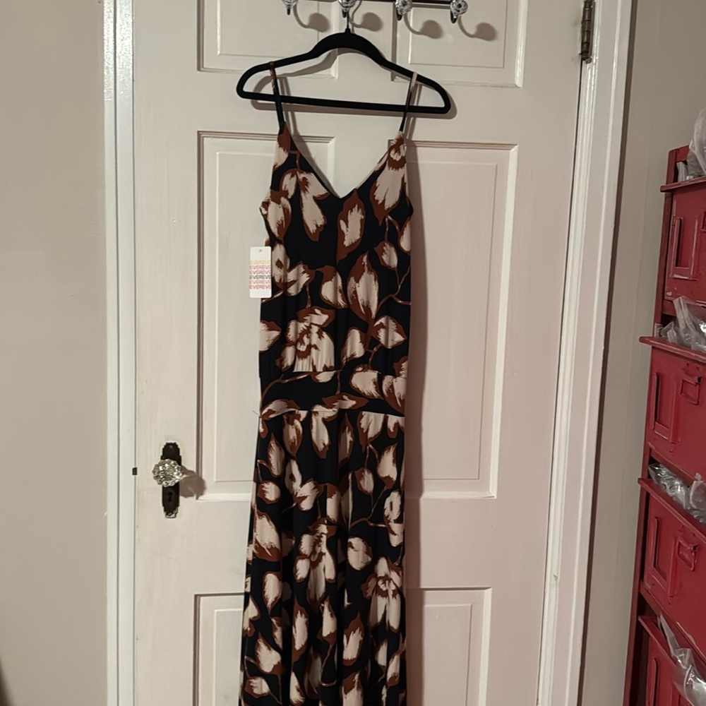 Allison Joy NWT Evereve Sleeveless Millie Maxi Dress Size XS Navy/Gold/White